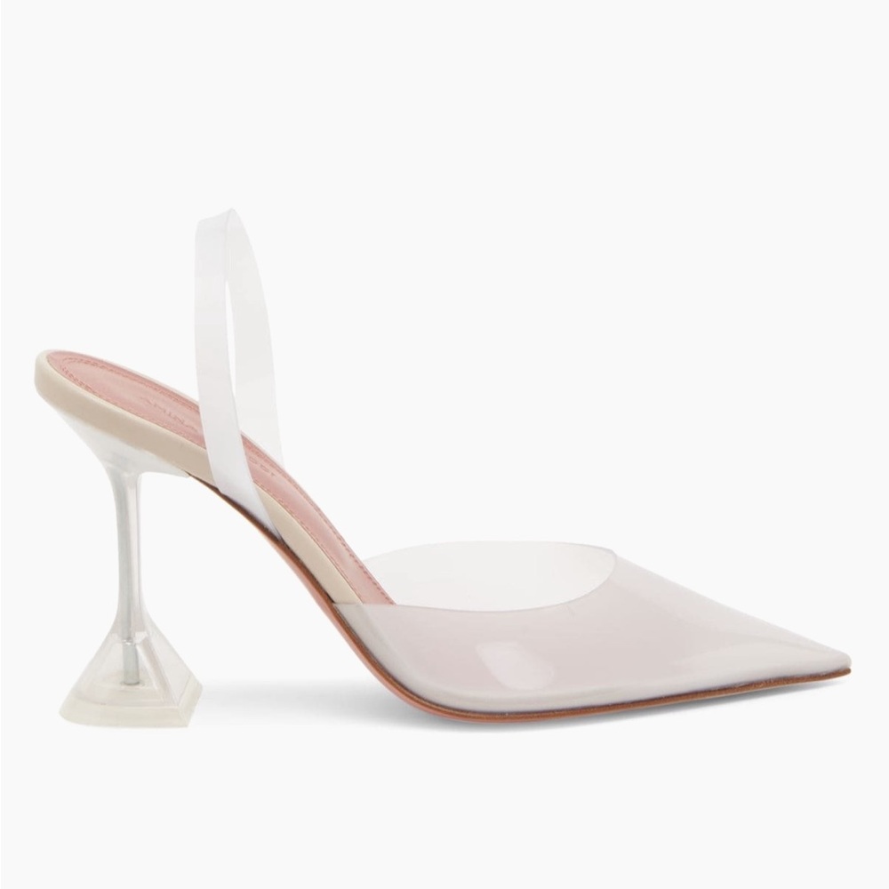 Amina Muaddi Holli Glass Slipper Milky Way White Slingback Pumps Heels